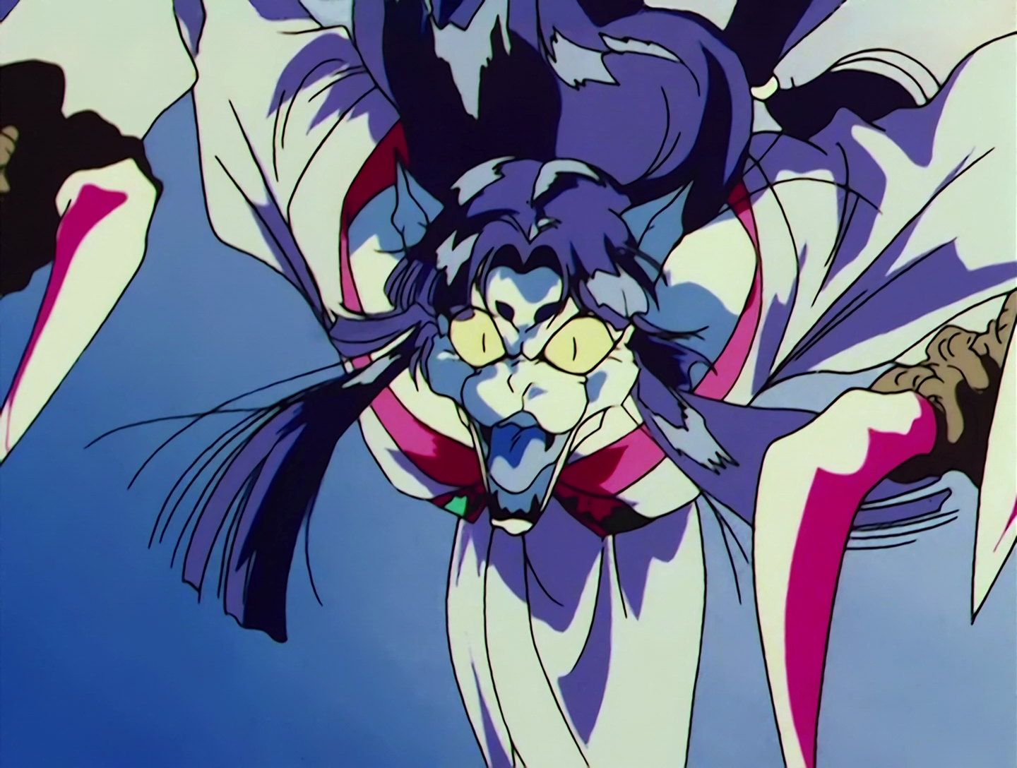 It’s Leshy again, but she looks very different. She now has a dog-like face and yellow eyes, and is lunging towards the viewer.